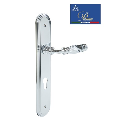 Дверная ручка на планке под цилиндр PORTUNO Siena 1010.01CYL Полированный хром