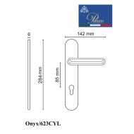Дверная ручка на планке под цилиндр PORTUNO Onyx 623.07CYL Матовое золото