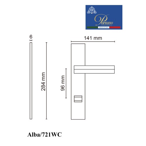 Дверная ручка на планке с фиксатором PORTUNO Alba 721.05WC Матовый графит