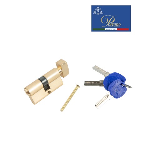 Цилиндровый механизм PORTUNO. Арт.CS60.07, 60м. (30+30), Цвет, Матовое золото. ключ-вертушка