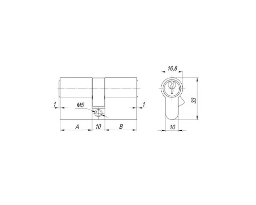 Цилиндровый Ajax (Аякс) механизм (AX100/60) AX1000Key60 (25+10+25)/HD AB бронза 4Key