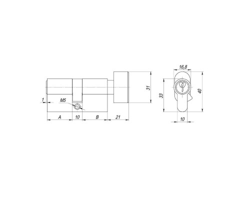 Цилиндровый Ajax (Аякс) механизм (AX102/60) AX1002Knob60 (25+10+25)/HD CP хром 4Key с вертушкой