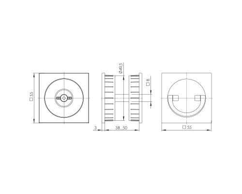 Ручка поворотная Armadillo (Армадилло) для раздвижных дверей SH.QUADRO55.BK8 BL-26 черный