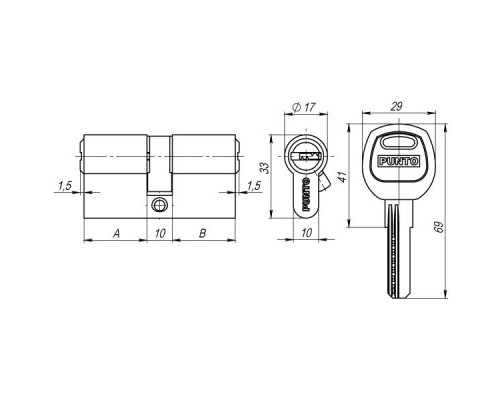 Цилиндровый механизм Punto A200/60 мм (25+10+25) SN мат. никель 5 кл., ключ-ключ (Пунто)