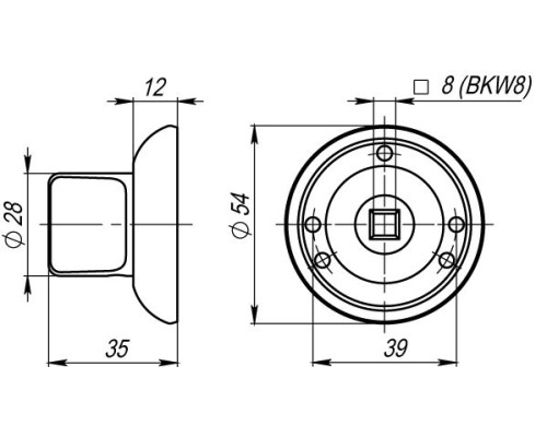 Ручка поворотная Armadillo WC-BOLT BKW8-1CP-8 хром, без отв. (Армадилло)