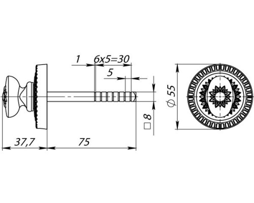 Ручка поворотная Armadillo BKW8/CL AS-9 Античное серебро (Армадилло)