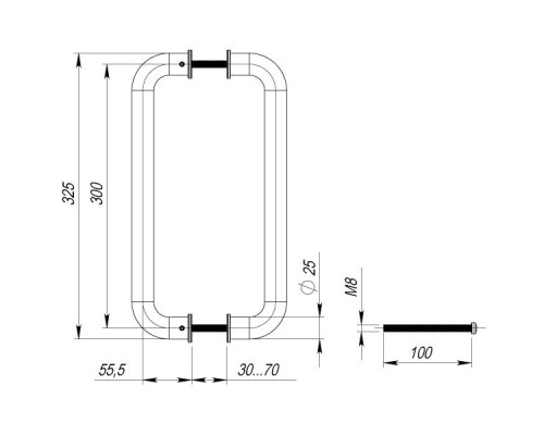 Ручка скоба Fuaro PH-21-25/300-INOX (нержавейка 304)