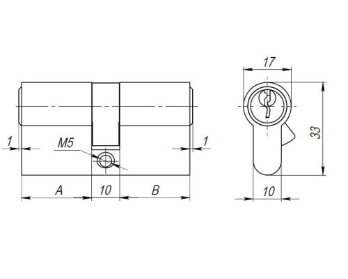 Цилиндровый механизм Ajax AX100/60 мм (25+10+25) CP хром 5 кл. ключ-ключ (Аякс)