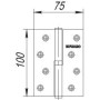 Петля съемная Fuaro 413-4 100x75x2,5 AB left (бронза) левая (Фуаро)