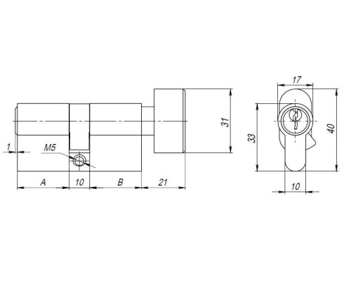 Цилиндровый механизм Ajax AX102/80 мм (35+10+35) CP хром с вертушкой, 5 кл. (Аякс)