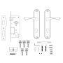 Замок врезной цилиндровый Punto KIT P90 4585/3 CRONA SN с защёлкой (цвет матовый никель) в комплекте с ручкой 5 ключей (Пунто) 41709