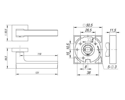 Дверная ручка Fuaro FLASH DM CP/WH-19 на квадратной розетке хром/белый