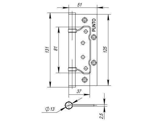 Петля универсальная Punto без врезки 200-2B 125x2,5 CFB (кофе глянец) (Пунто)