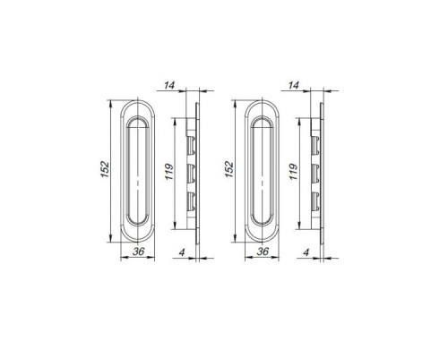 Ручки для раздвижных дверей Punto Soft LINE SL-010 SG