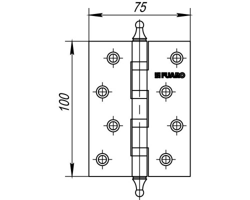 Петля универсальная Fuaro 4BB/A/BL 100x75x2,5 PN (мат. никель) БЛИСТЕР (Фуаро)