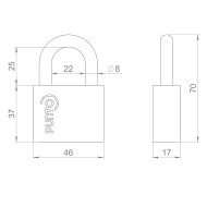 Замок Punto (Пунто) навесной PK-1550 3 key диск.ключ