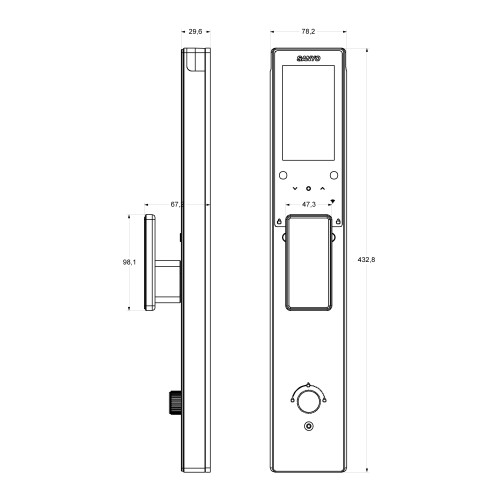 Электронный замок Sanyo D501 Tuya DM70 с WiFi, ручка скоба 1800 мм, черный Электронный замок Sanyo D501 Tuya DM70 с WiFi, ручка скоба 1800 мм, черный