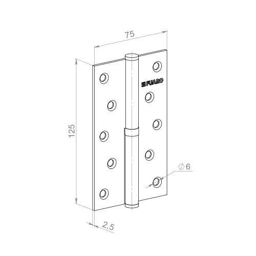 Петля Fuaro (Фуаро) съемная IN5430SR CP правая (413-5 125x75x2,5) хром