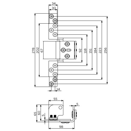 Петля Fuaro (Фуаро) скрытой установки HH-180 (hide hinge) до 100 кг (на 2 петли)