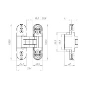 Петля Armadillo (Армадилло) скрытой установки U3D2000.TG FSG флор. золото