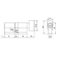 Цилиндровый Fuaro (Фуаро) механизм (200 ZM/110) 2000ZM Knob 110(55+10+45) BL-24 черный 5Key с вертушкой