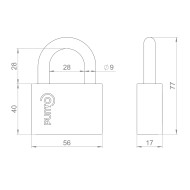 Замок Punto (Пунто) навесной PK-1560 3 key диск.ключ