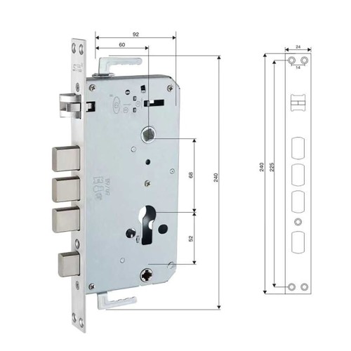 Врезная часть для электронного замка Moorgen T3, Х5 (3 ригеля) Врезная часть для электронного замка Moorgen T3, Х5 (3 ригеля)