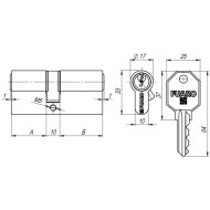 Цилиндровый Fuaro (Фуаро) механизм 100 CA 68 mm (26+10+32) PB латунь 5 кл.