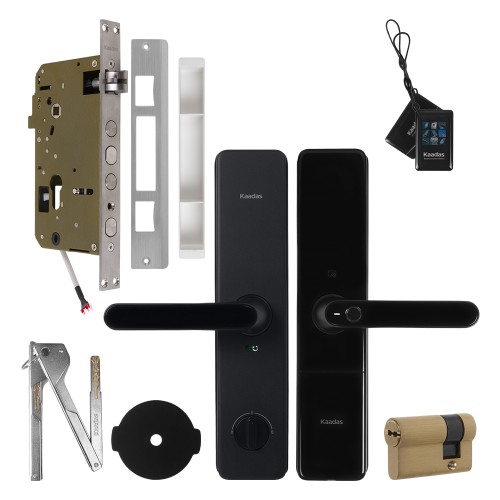 Замок врезной электронный с ручкой Kaadas S500 с отпечатком пальца, черный Замок врезной электронный с ручкой Kaadas S500 с отпечатком пальца, черный