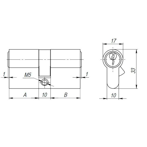 Цилиндровый Ajax (Аякс) механизм (AX100/90) AX1000Key90 (40+10+40) CP хром