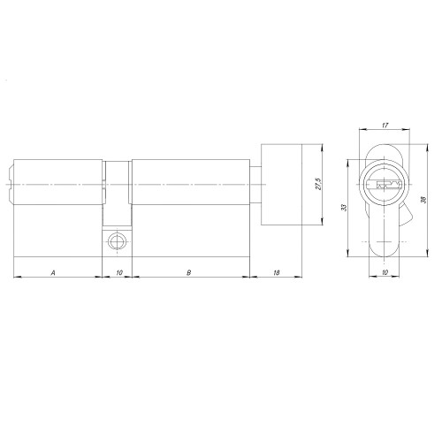 Цилиндровый Ajax (Аякс) механизм (AZ202/100) AZ2002Knob100 (40+10+50) CP хром с вертушкой