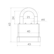 Замок Punto (Пунто) навесной PK-6540 3 key англ.