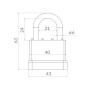 Замок Punto (Пунто) навесной PK-6540 3 key англ.