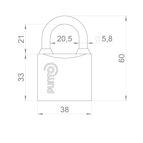 Замок Punto (Пунто) навесной PK-0138 3 key англ.ключ.