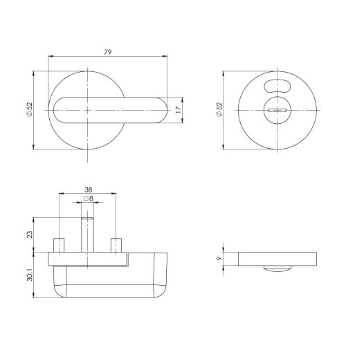 Ручка Ajax (Аякс) поворотная BK6.WC.CABIN PVC WH белый