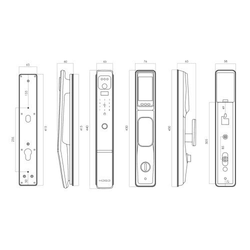 Замок врезной электронный Hogo V05 с распознаванием лица, черный Замок врезной электронный Hogo V05 с распознаванием лица, черный