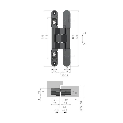 Петля Armadillo (Армадилло) скрытой установки U3D2400.VPG SC мат. хром TECH