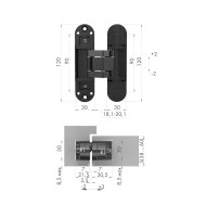 Петля Armadillo (Армадилло) скрытой установки U3D3300.TG BL черный