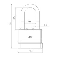 Замок Punto (Пунто) навесной PK-6540L 3 key англ. длинная дужка