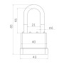 Замок Punto (Пунто) навесной PK-6540L 3 key англ. длинная дужка