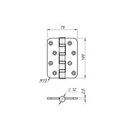 Петля Fuaro (Фуаро) универсальная IN4400U-R10 PB (4BB-R10 100x75x2,5) латунь