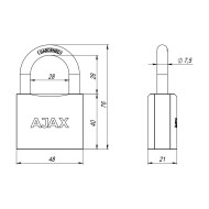 Замок Ajax (Аякс) навесной PD-0150 MS 3 key англ./коробка