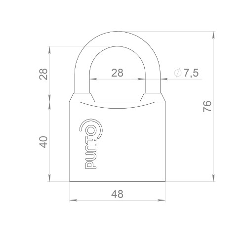 Замок Punto (Пунто) навесной PK-0150 3 key англ.ключ.