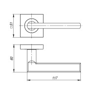 Ручка Ajax (Аякс) раздельная K.JK51.POLO TECH/IND SN/CP-3 мат.никель/хром (белая коробка)