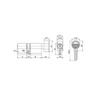 Цилиндровый Fuaro (Фуаро) механизм 1000ZM Knob70(30+10+30) SSG сатинированное золото, 5Key с вертушкой
