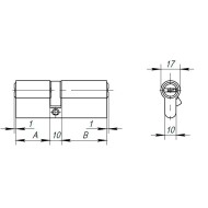 Цилиндровый Ajax (Аякс) механизм (AX200/100) AX2000Key100 mm (45+10+45) CP хром 5 кл.