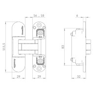 Петля Armadillo (Армадилло) скрытой установки U3D6002.TG BL черный