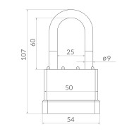 Замок Punto (Пунто) навесной PK-6550L 3 key англ. длиная дужка