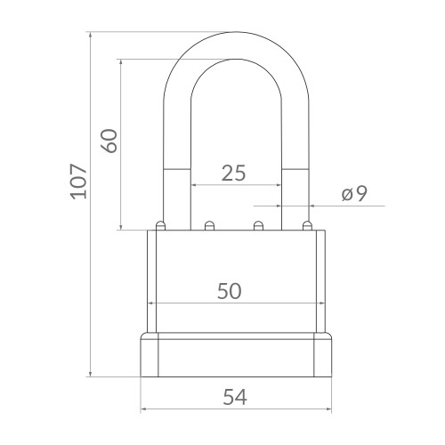 Замок Punto (Пунто) навесной PK-6550L 3 key англ. длиная дужка