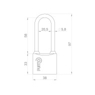 Замок Punto (Пунто) навесной PK-0138 L 3 key англ.ключ.